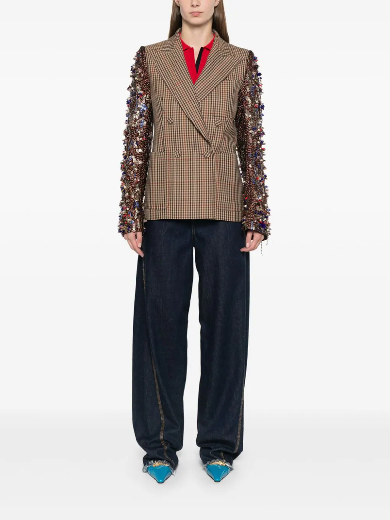 DRIES VAN NOTEN - Women Checked Embroidered Blazer