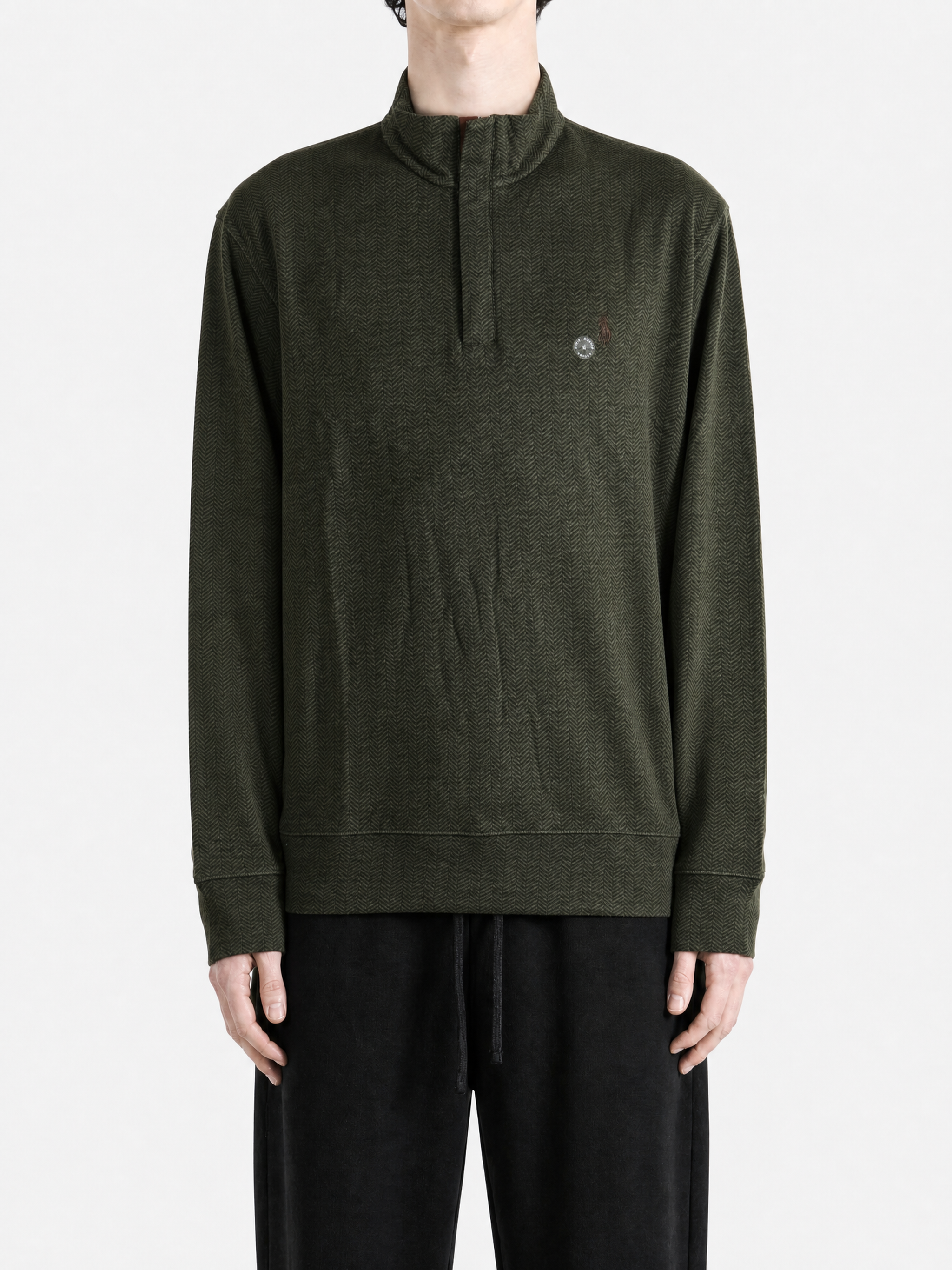 Green knitwear, full body view