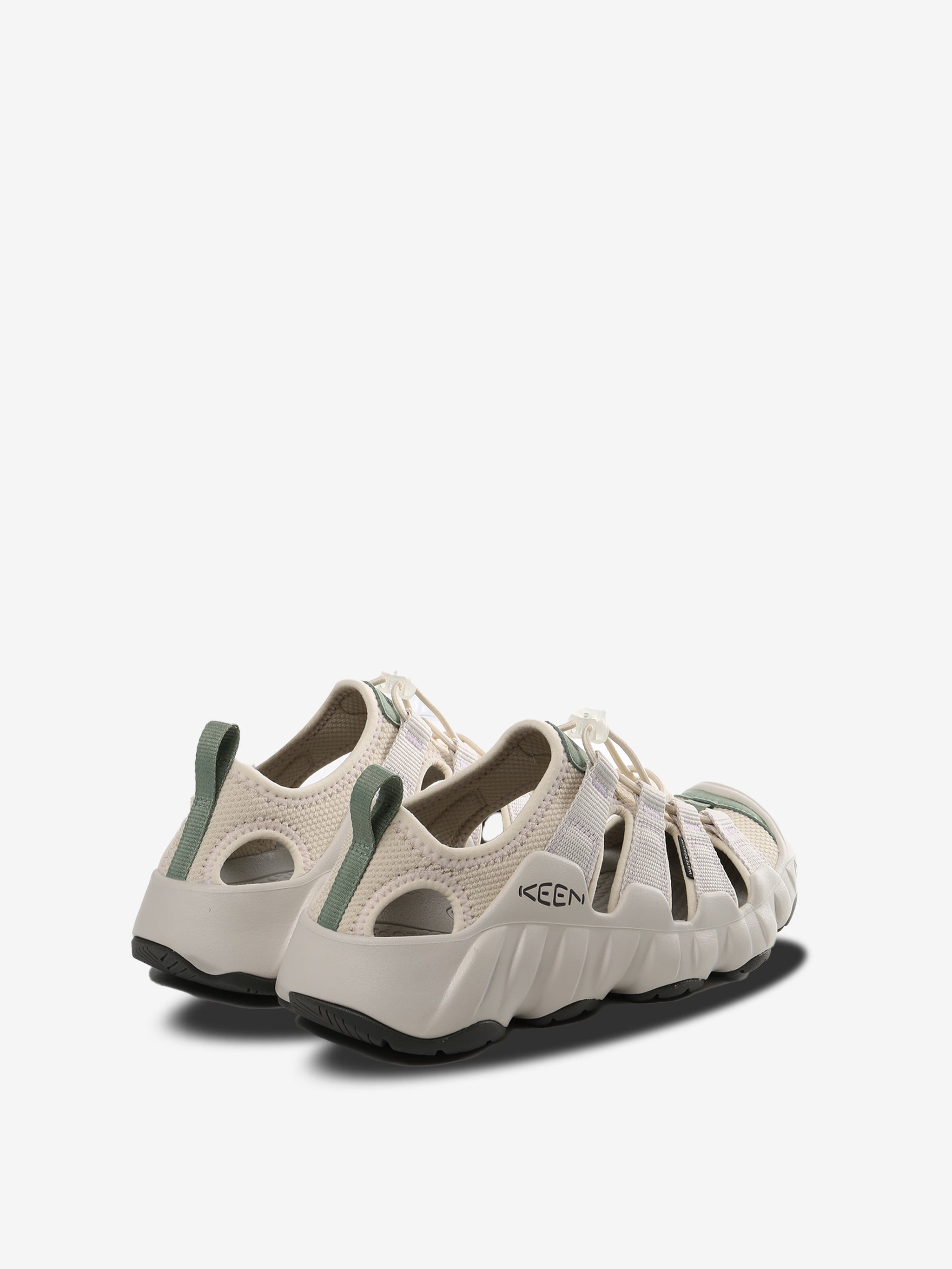 White sandals, back view