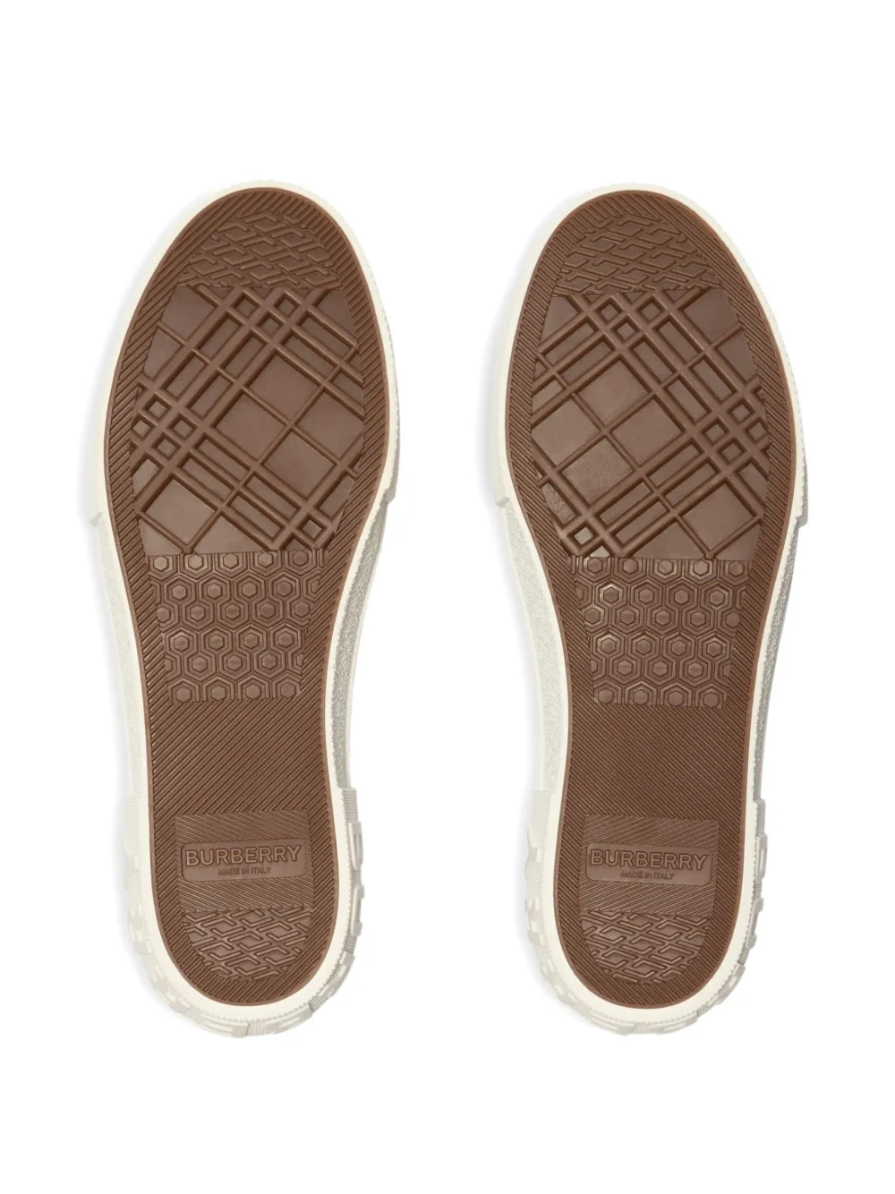  tan sneakers, bottom view