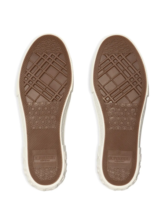  tan sneakers, bottom view