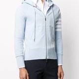 Blue coat worn by a person, showing the coat fit