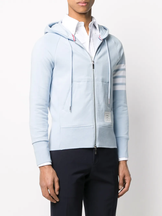 Blue coat worn by a person, showing the coat fit