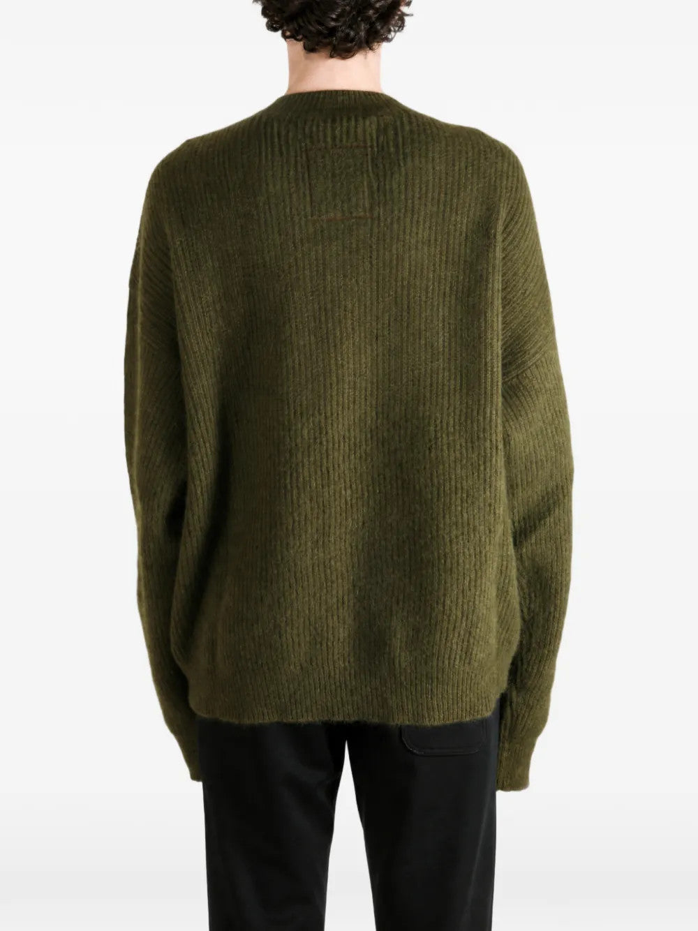 Green knitwear, full body view