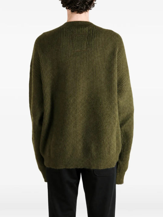 Green knitwear, full body view