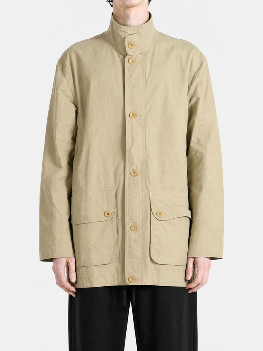 Tan jacket, full body view