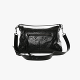Black leather handbag,front view