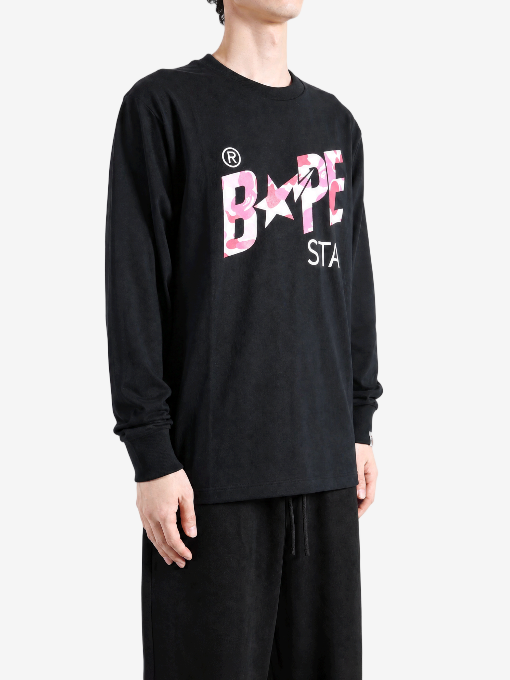 Black t-shirt, full body view