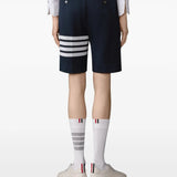 Navy shorts, full body view