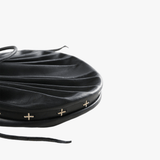 Close up of the black bags, showing texture of the fabric