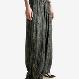 Green pants, full body view