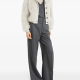 Grey tops, full body view