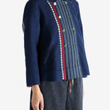 Navy jacket worn by a person, showing the jacket fit