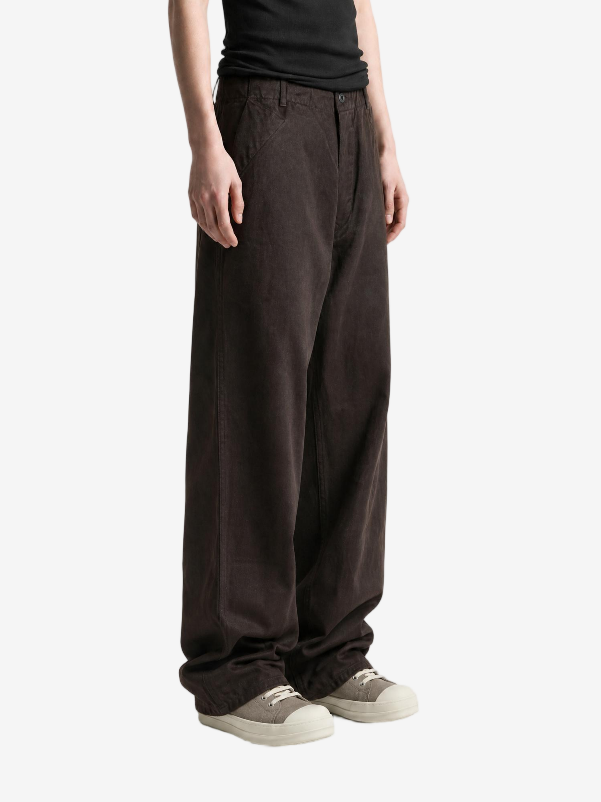 Brown pants, full body view