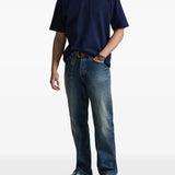 Navy T-shirt, full body view