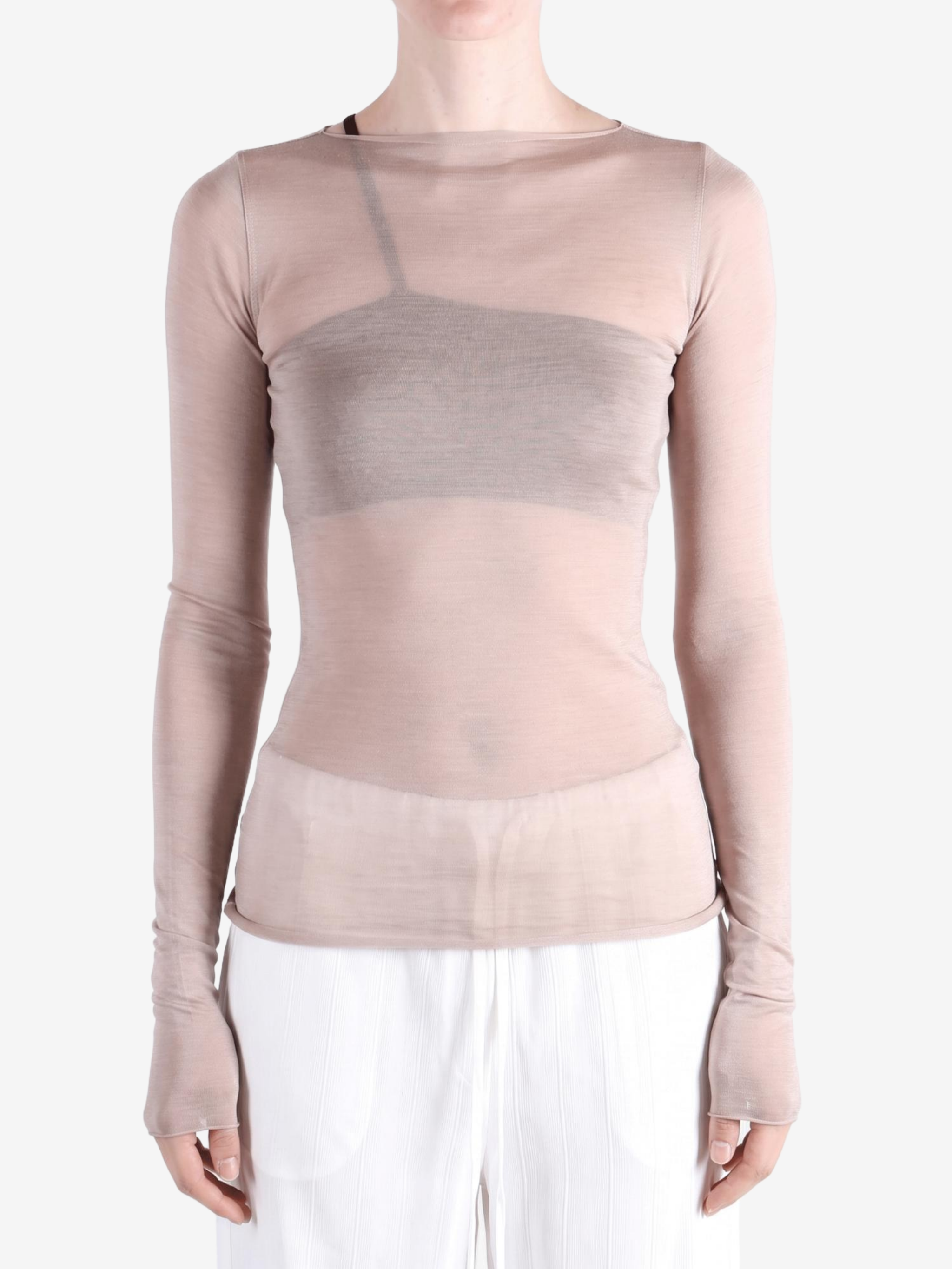 Tan t-shirt worn by a person, showing the t-shirt fit