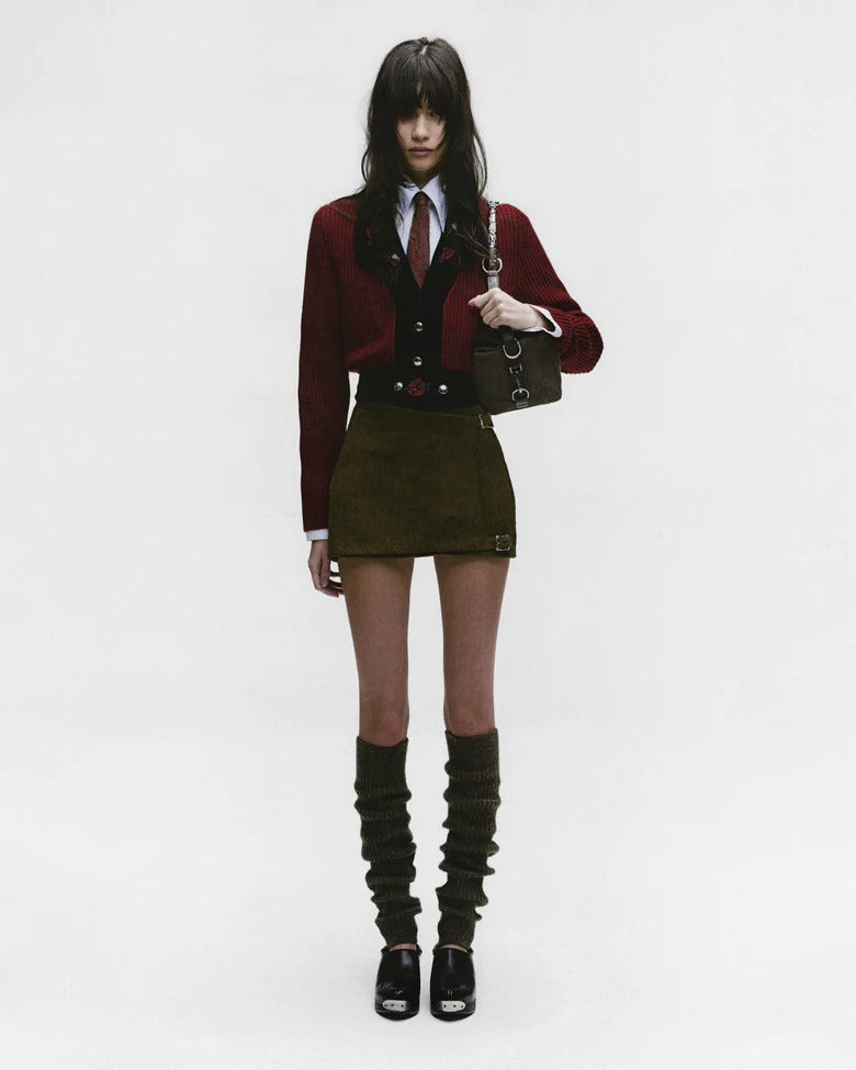 Red knitwear,full body view