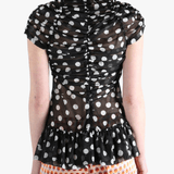 Black top worn by a person, showing the top‘s fit