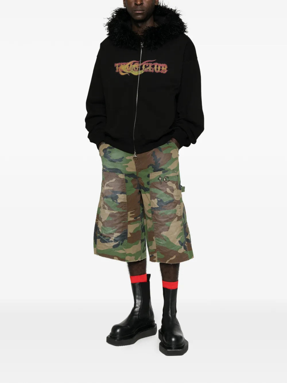 Black hoodie, full body view