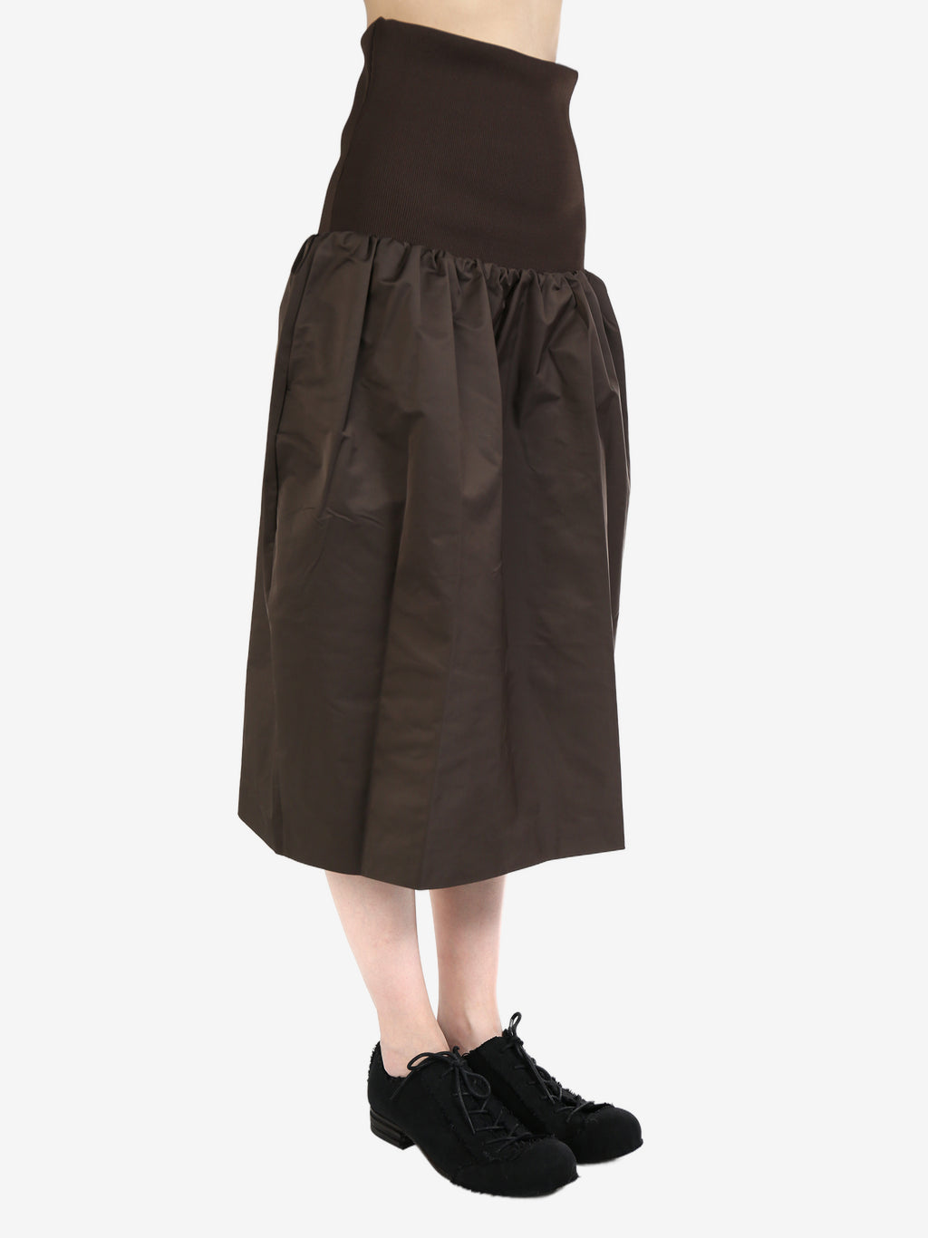 AMOMENTO - Women Nylon Shirring Flare Skirt