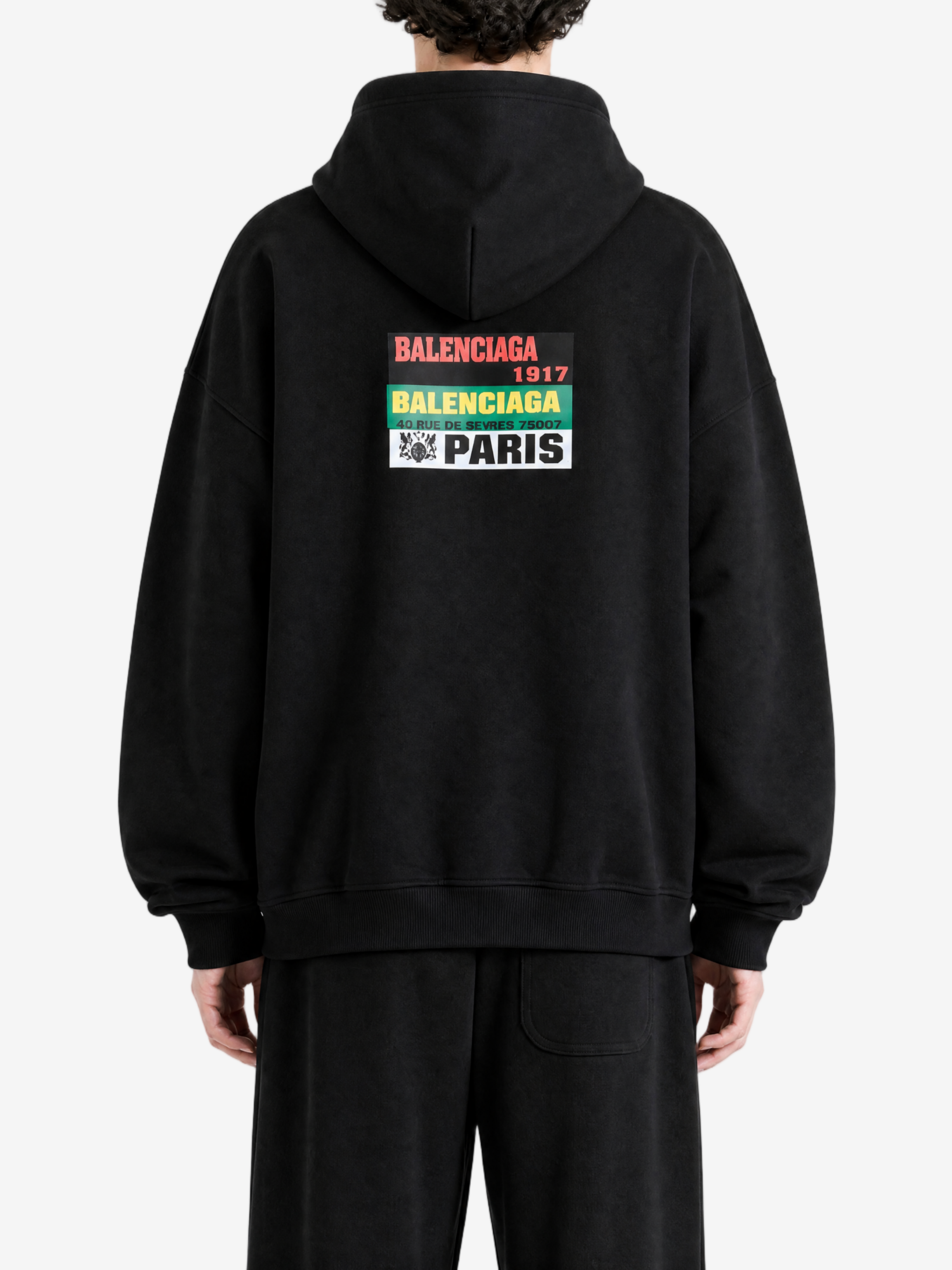 Black hoodie, full body view