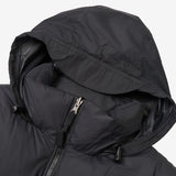 Close up of Black jacket, showing texture of the nylon fabric