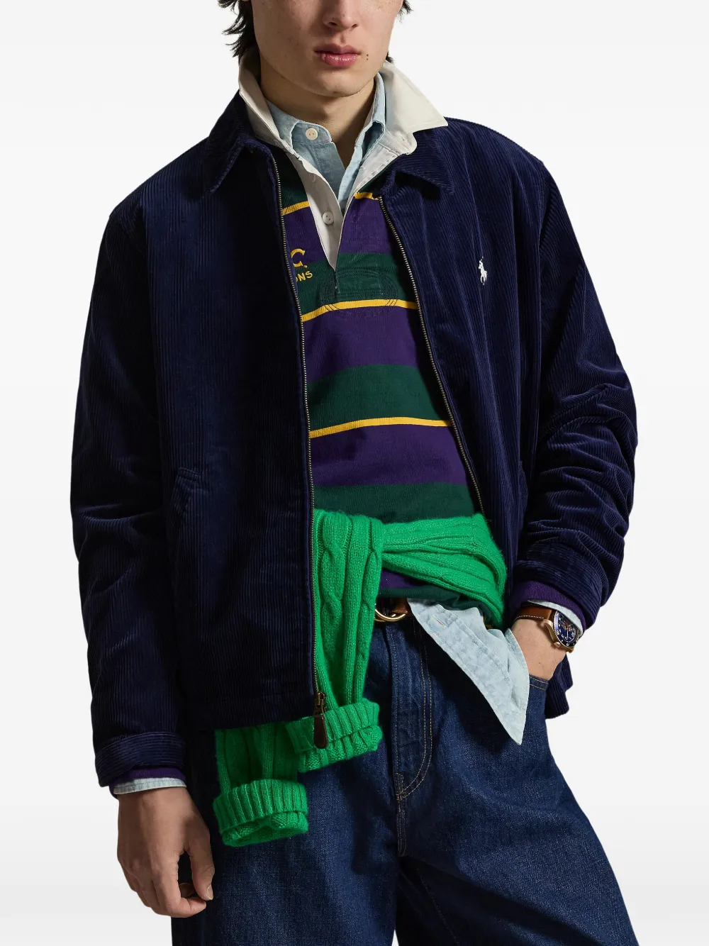 Blue jacket worn by a person, showing the blue jacket's fit