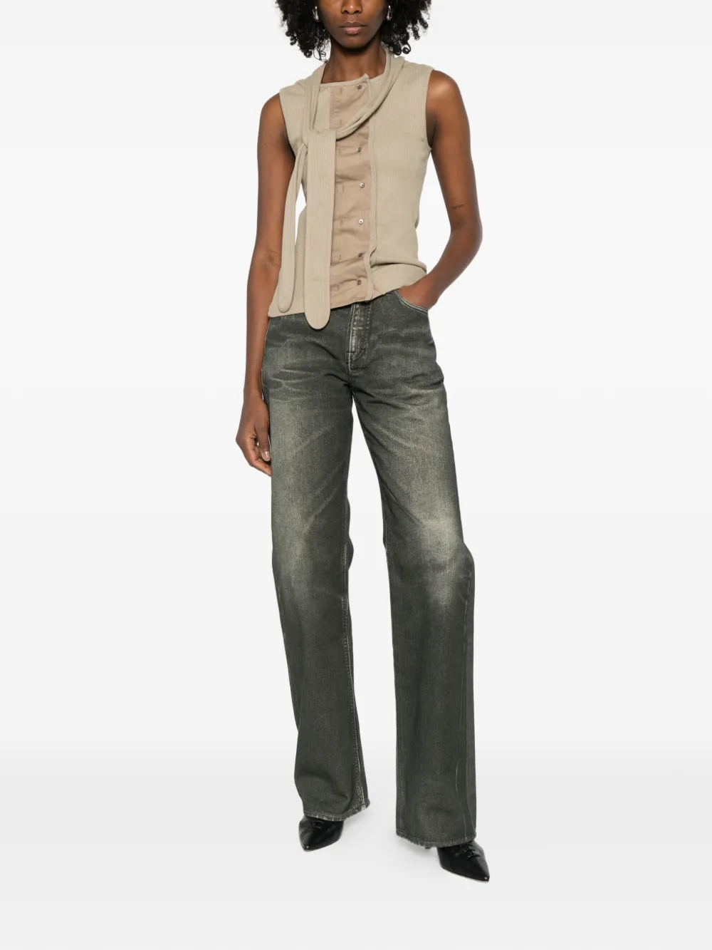 Tan top, full body view