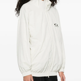 White jacket worn by a person, showing the jacket fit