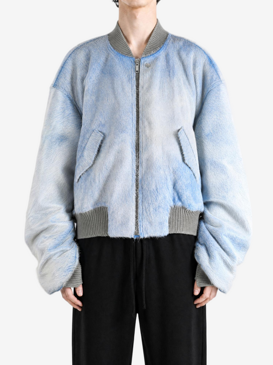 Blue jacket, full body view