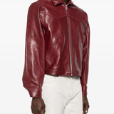 Red jacket worn by a person, showing the jacket fit