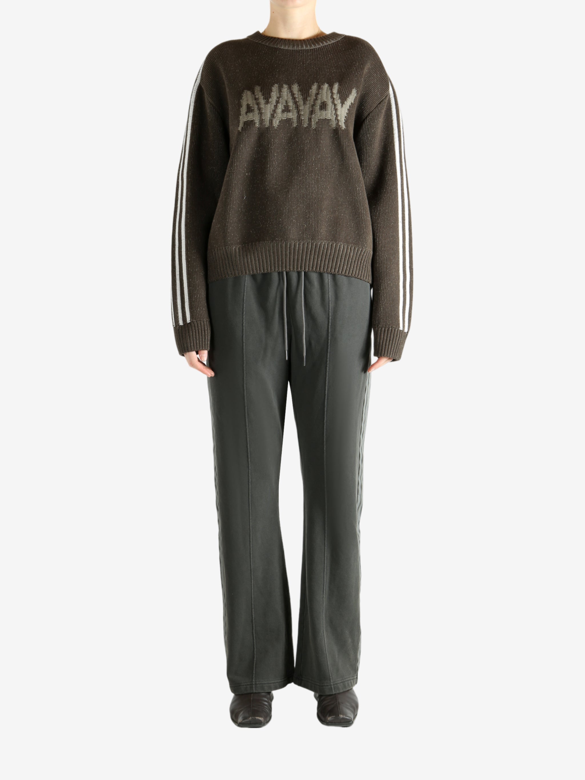 Brown sweater, full body view