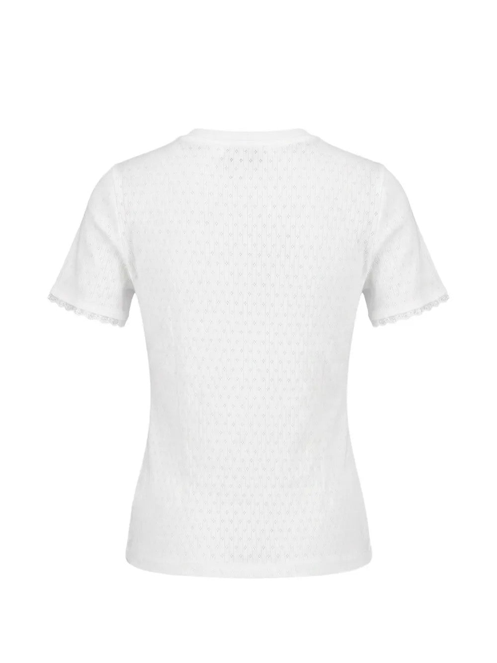 White top, back view