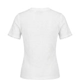 White top, back view