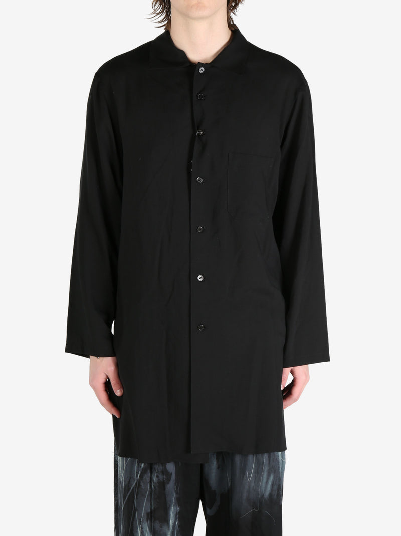 YOHJI YAMAMOTO POUR HOMME - Men Spread Collar Long Shirt