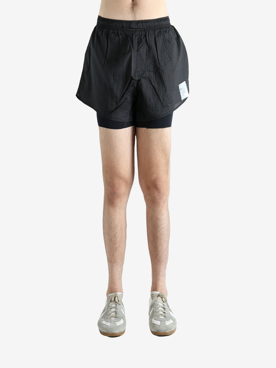 Black shorts worn by a person, showing the shorts fit
