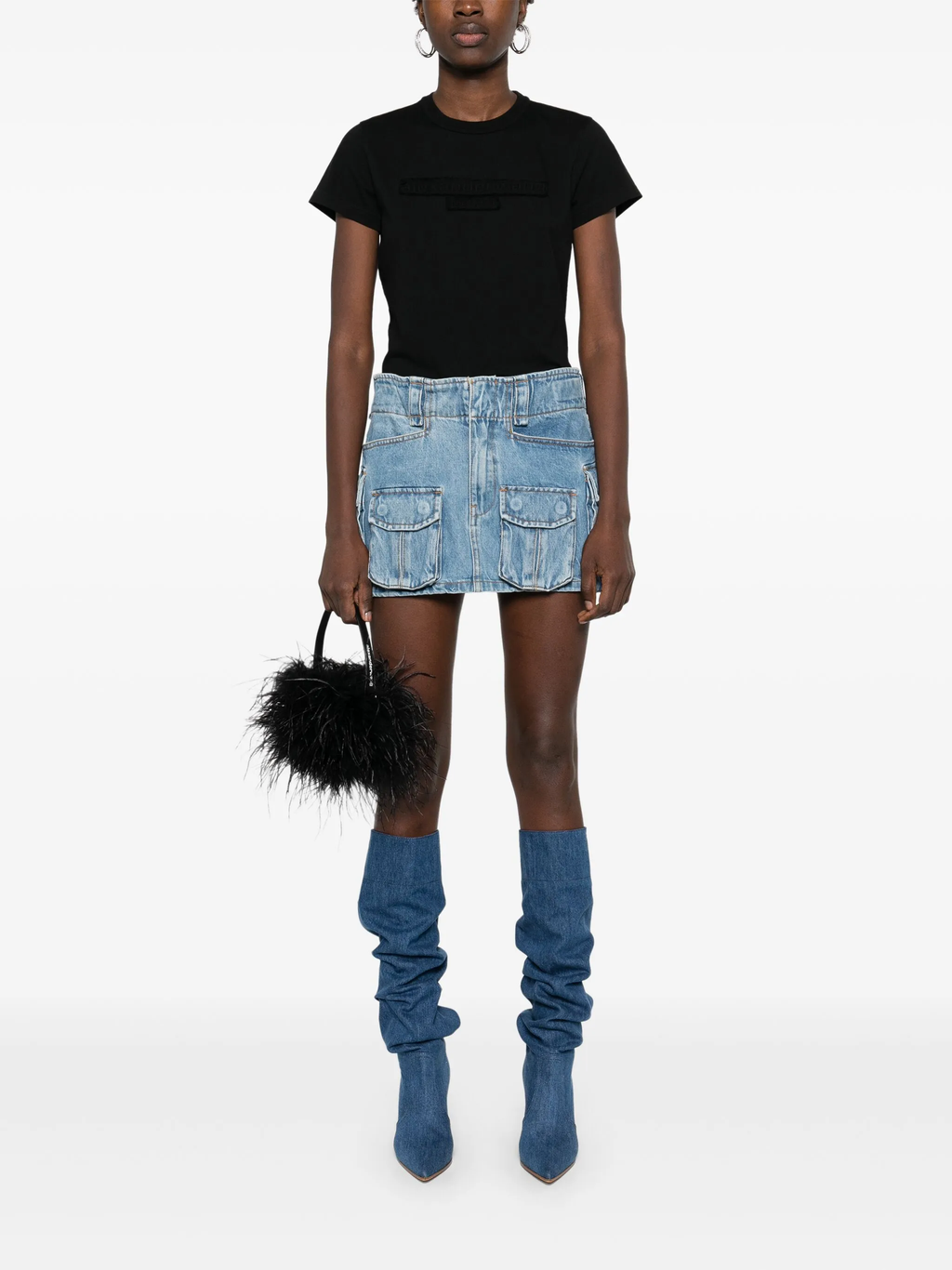 ALEXANDER WANG - Women Distressed Logo Shrunken Tee