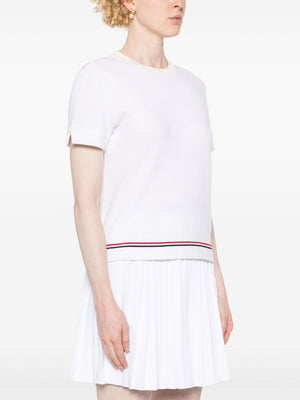 THOM BROWNE - Women Short Sleeve Notch Tee