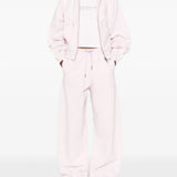 Pink hoodie, full body view