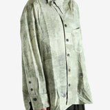 Green shirt worn by a person, showing the shirt's fit