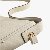 Close up of tan bag,showing texture of the polyamide fabric