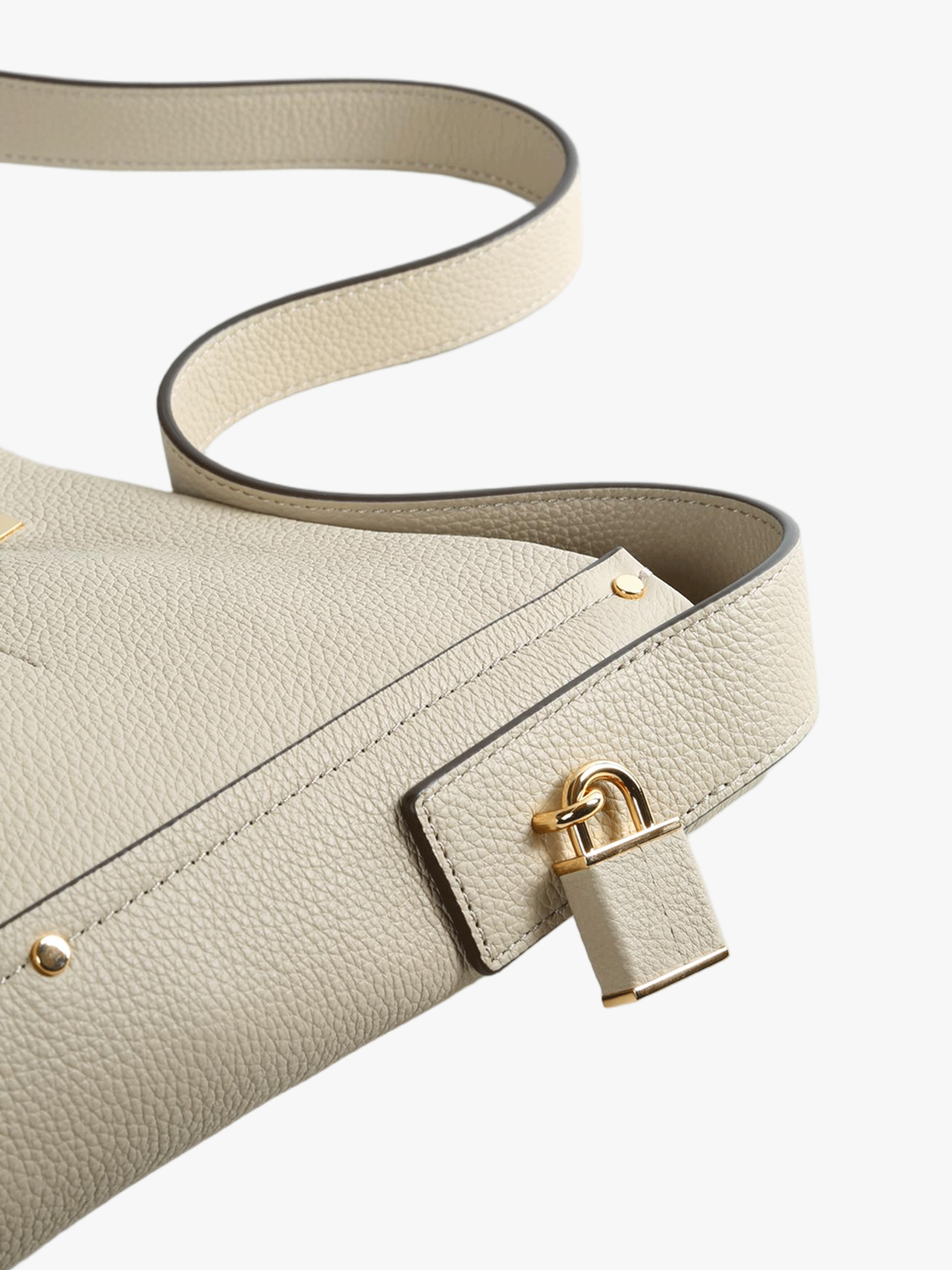 Close up of tan bag,showing texture of the polyamide fabric