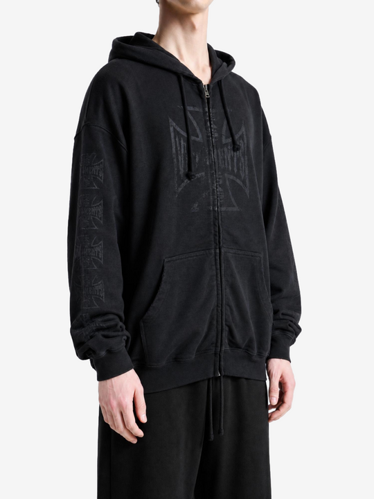 Black hoodie, full body view