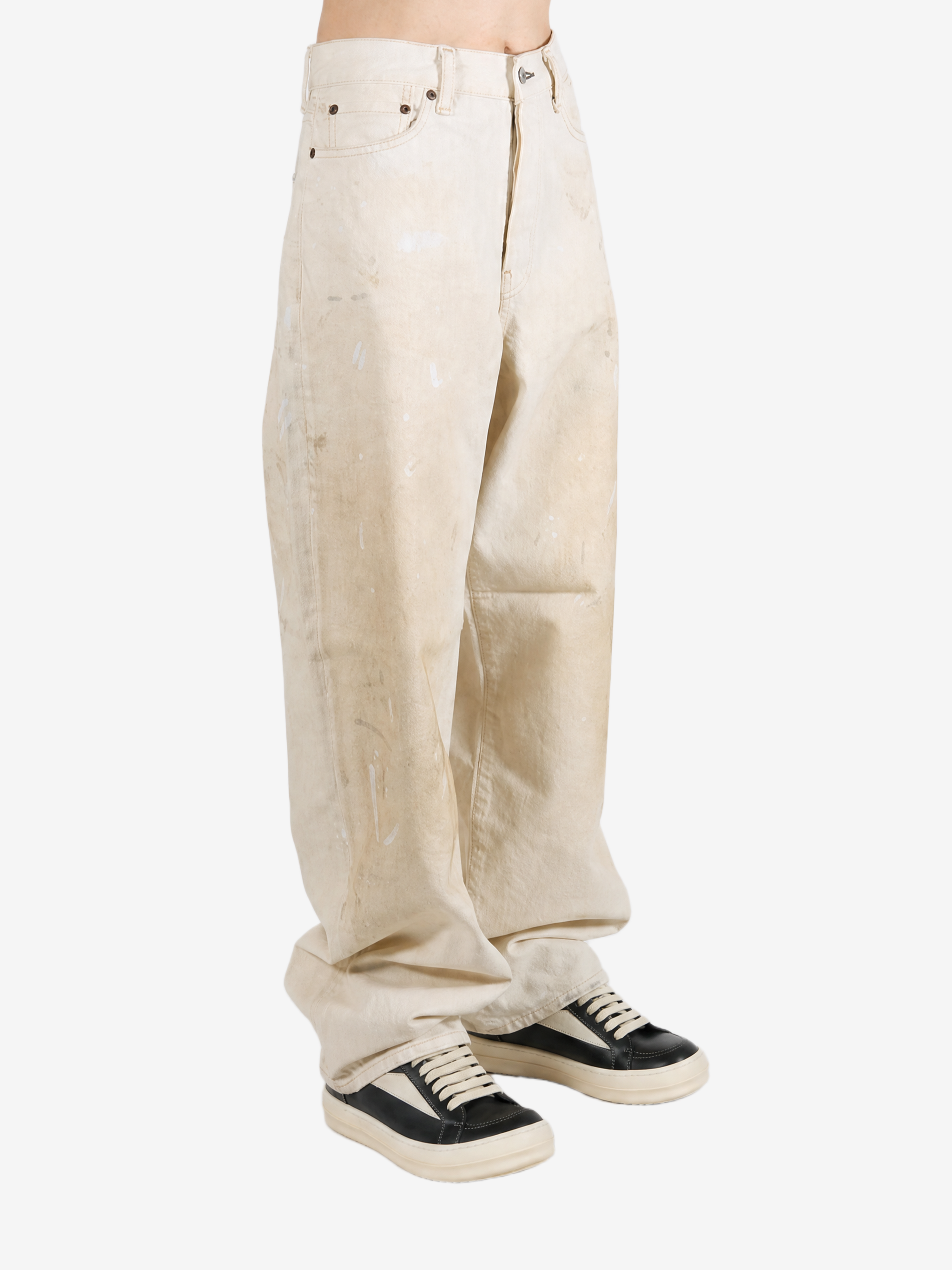 Tan jeans, full body view