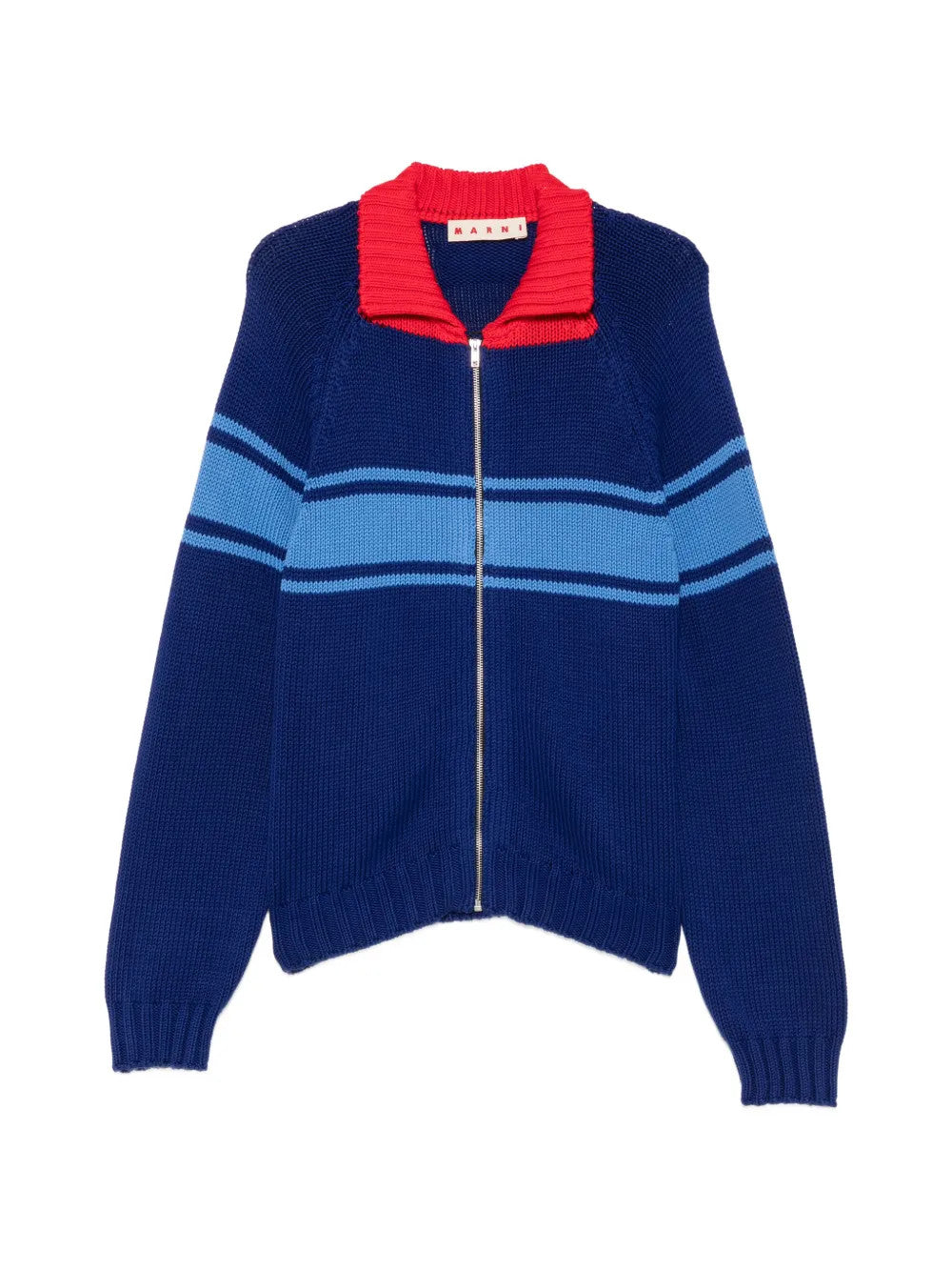 Blue knitwear, front view