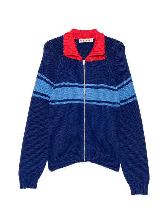 Blue knitwear, front view
