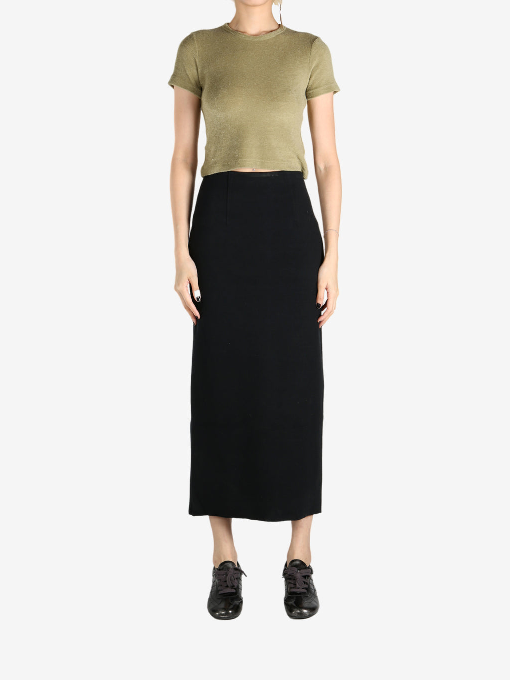 AURALEE - Women Cotton Silk Stretch Double Face Knit Skirt