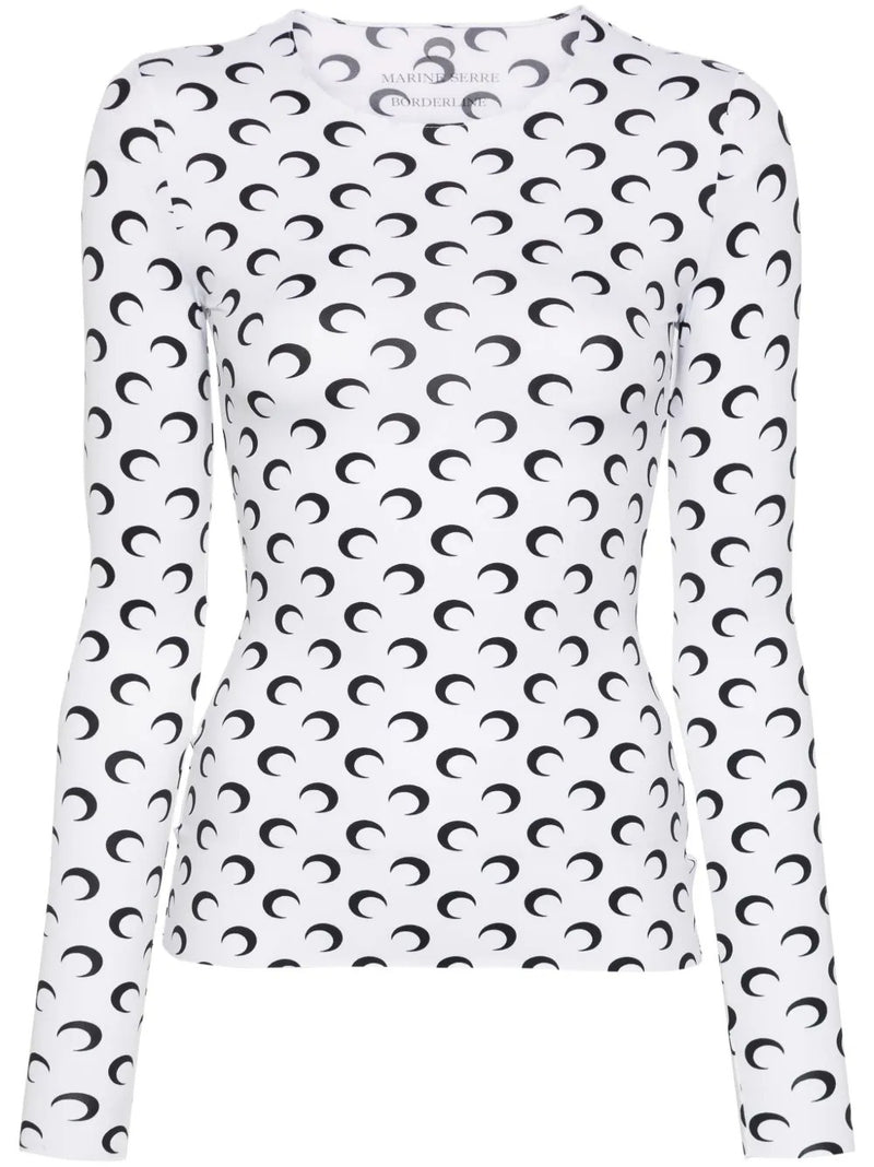 Marine Serre｜ (WTS006ACJER0001 IT99) MARINE SERRE - Women Moon Printed Jersey Ls Crewneck Top