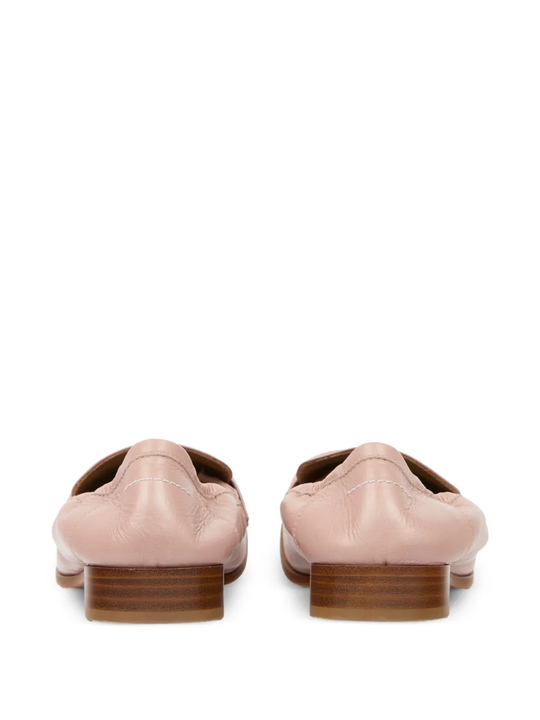 Pink loafers, back view