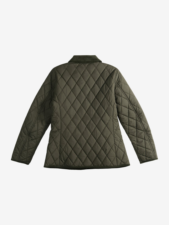 Green coat, back view